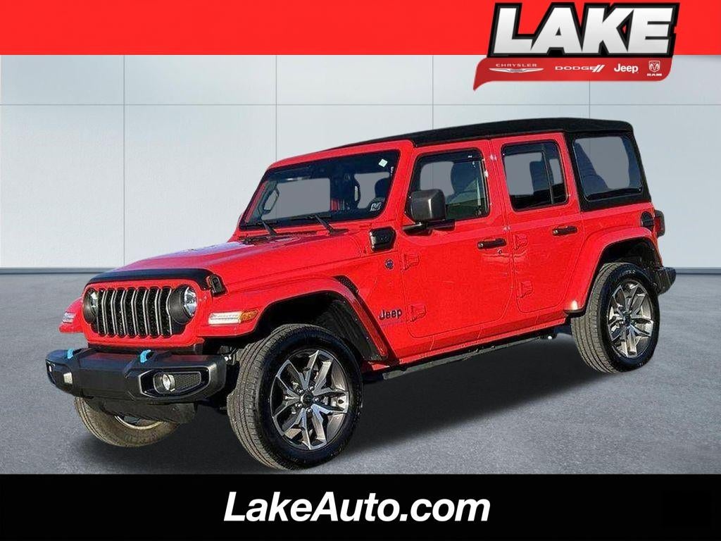 2024 Jeep Wrangler 4xe Sport S in Red — front three-quarter view