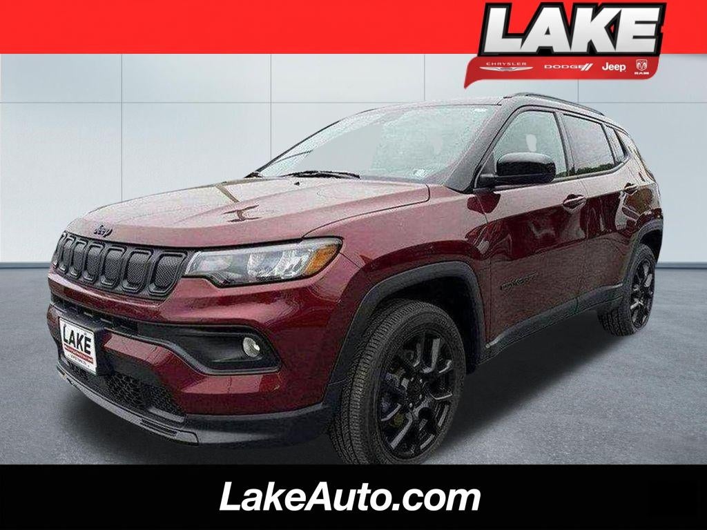 2022 Jeep Compass Altitude in Velvet Red — front three-quarter view