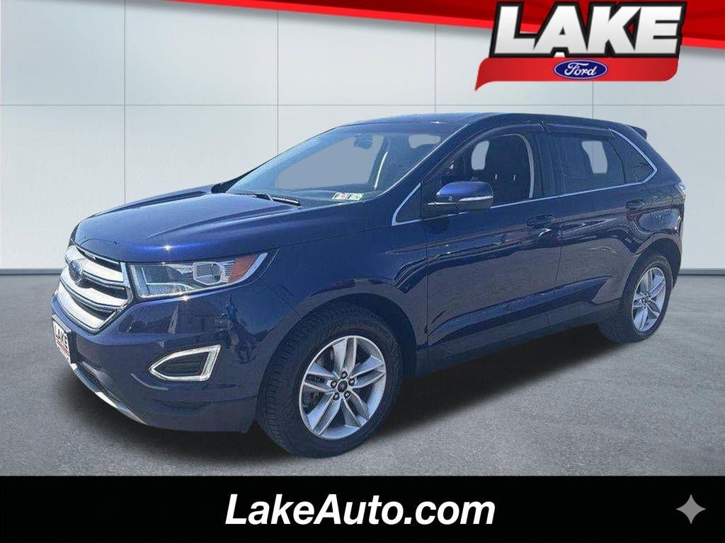 2016 Ford Edge SEL in Kona Blue Metallic — front three-quarter view
