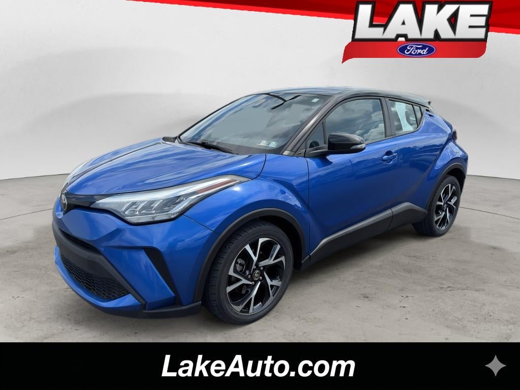2020 Toyota C-HR XLE in Antimatter Blue Metallic — front three-quarter view